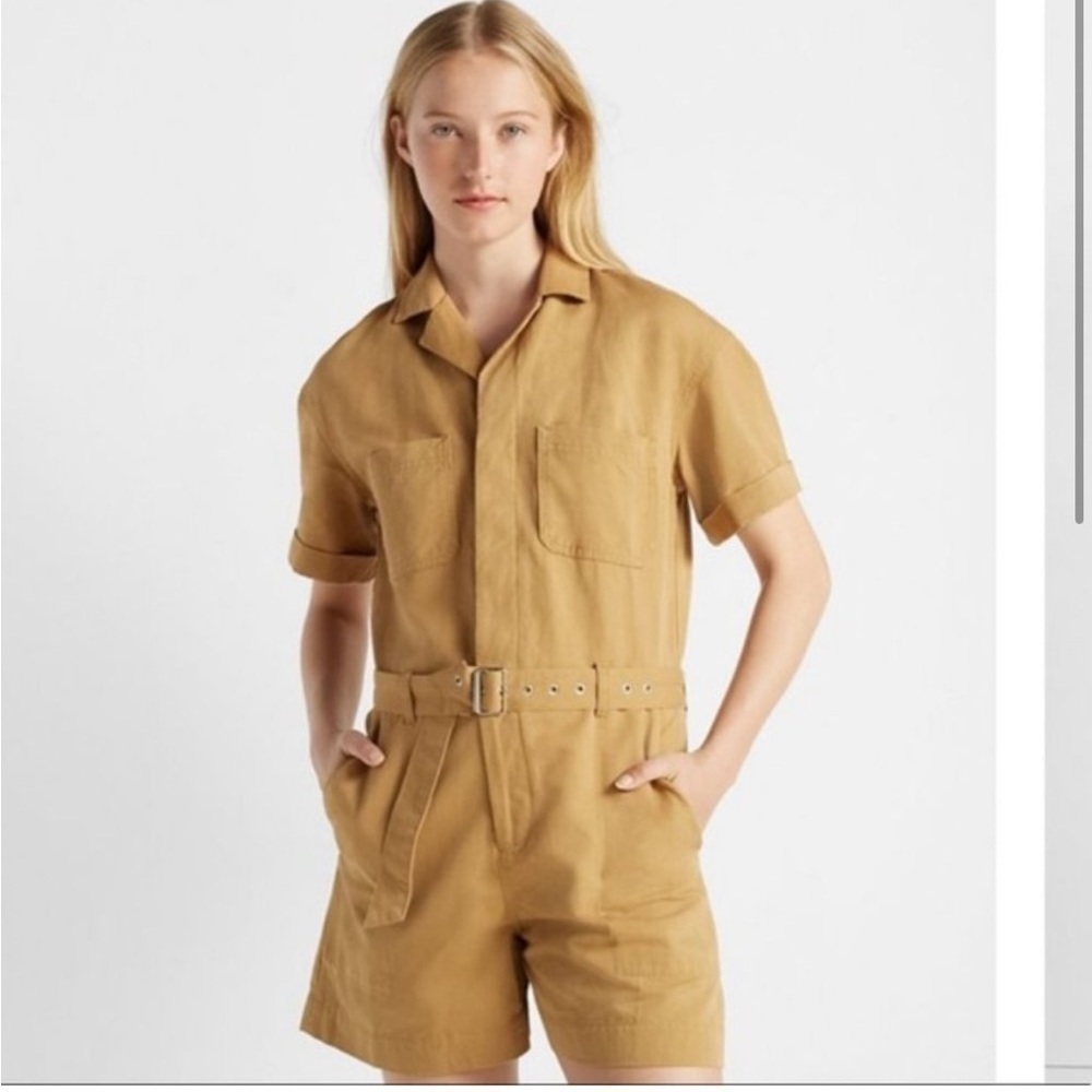 Club Monaco Linen Romper in Ginger